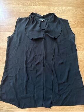 Black Sleeveless Ruffle-Neck Camisole